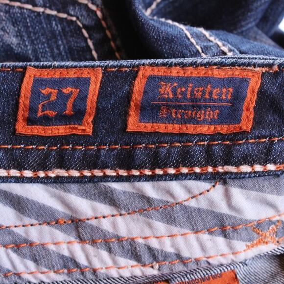 ROCK REVIVAL Kristen Straight Jeans in Dark Blue Women's Size 27 = 3/4 U.S. - Picture 6 of 9